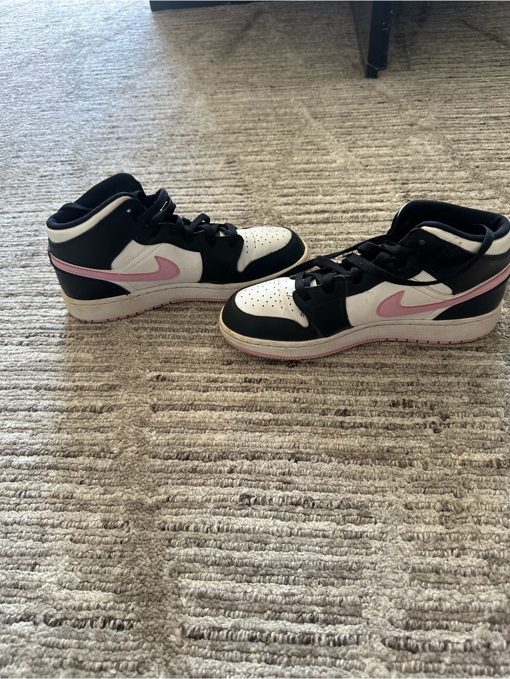 Nike Black White Sneakers with Pink Swoosh